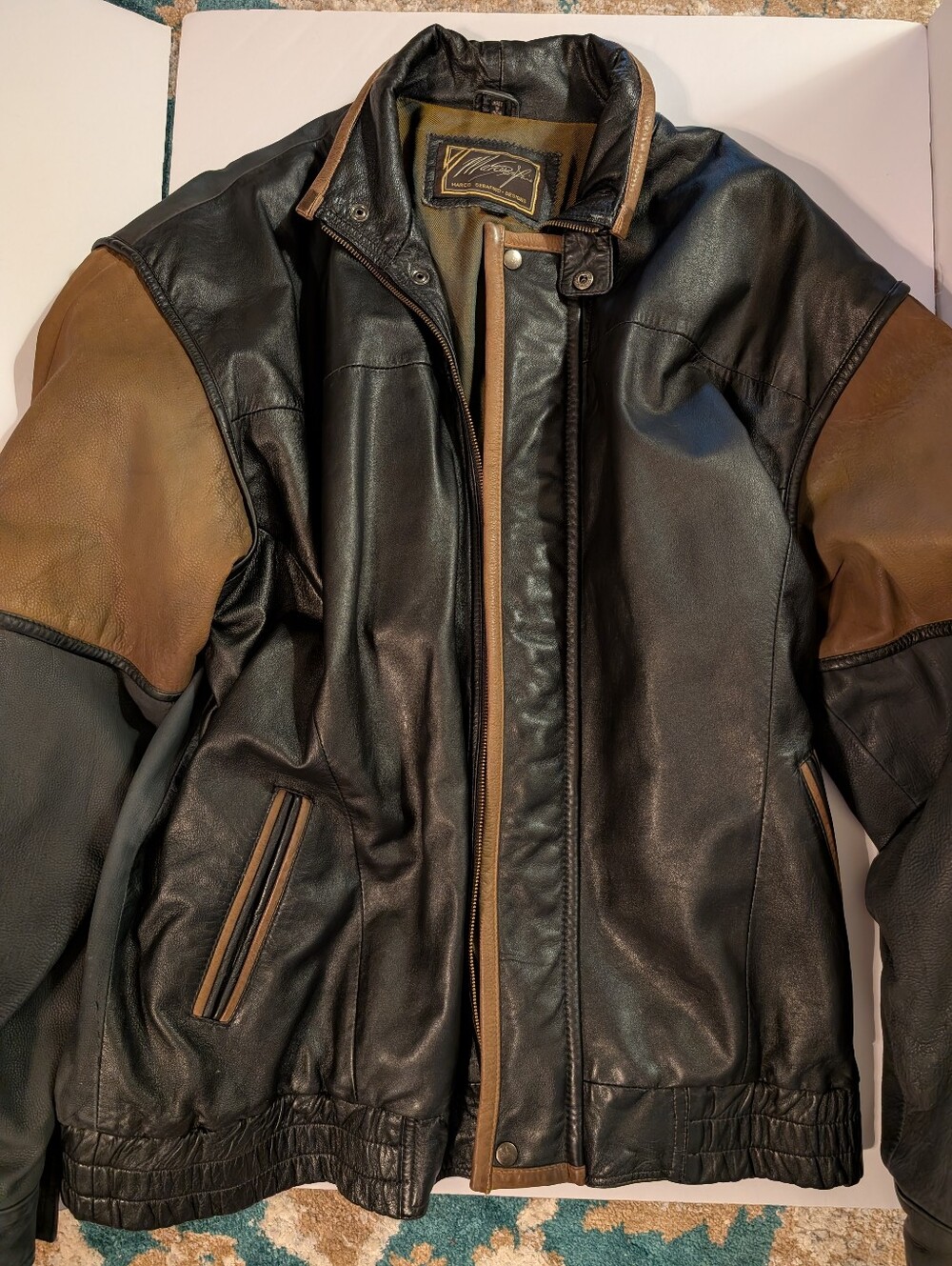 Marco Serafino Leather Two-Tone Black Brown Men's Jacket 2XT
